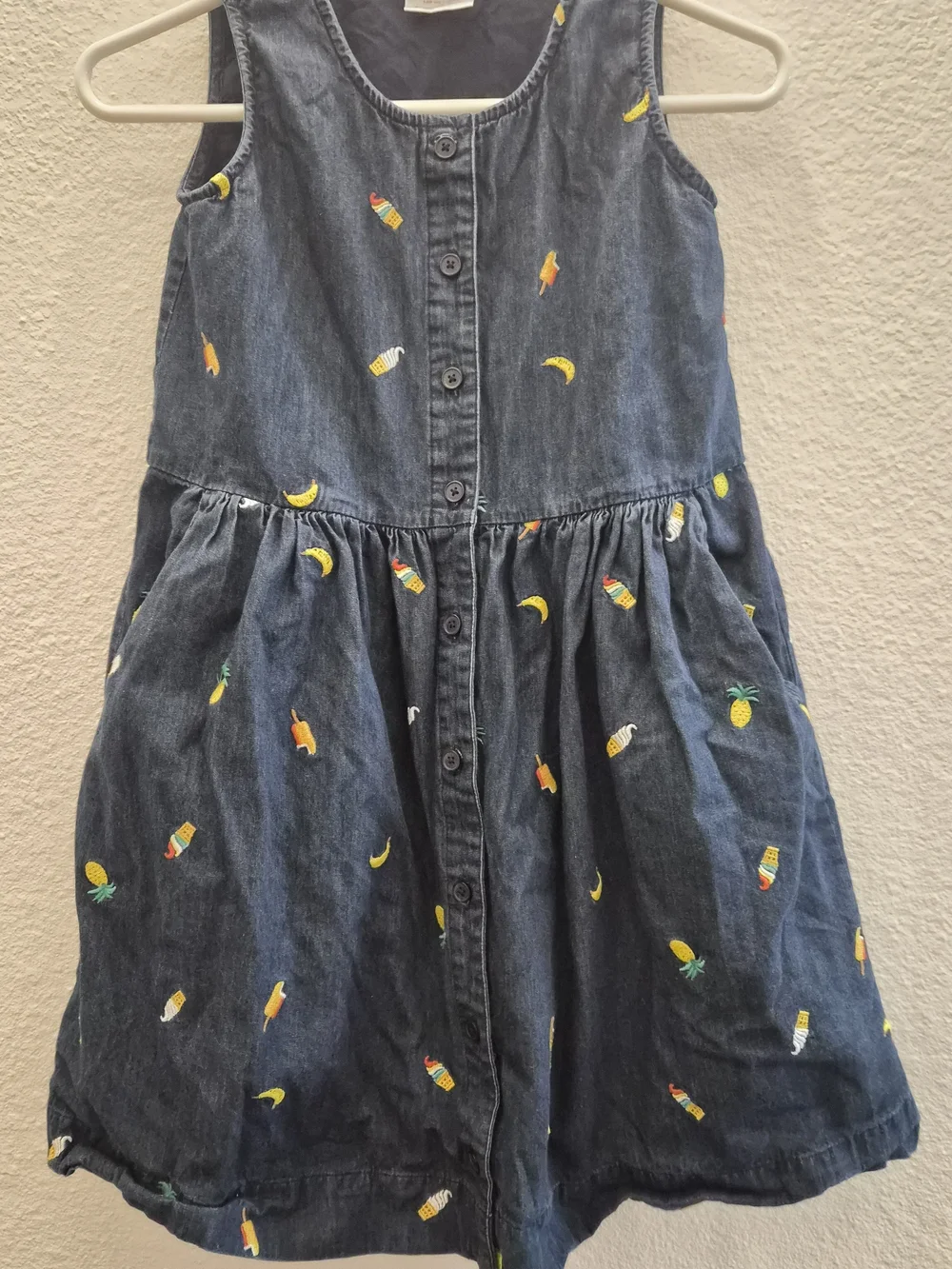Hanna Andersson Navy denim jean sleeveless dress sizr 140cm
